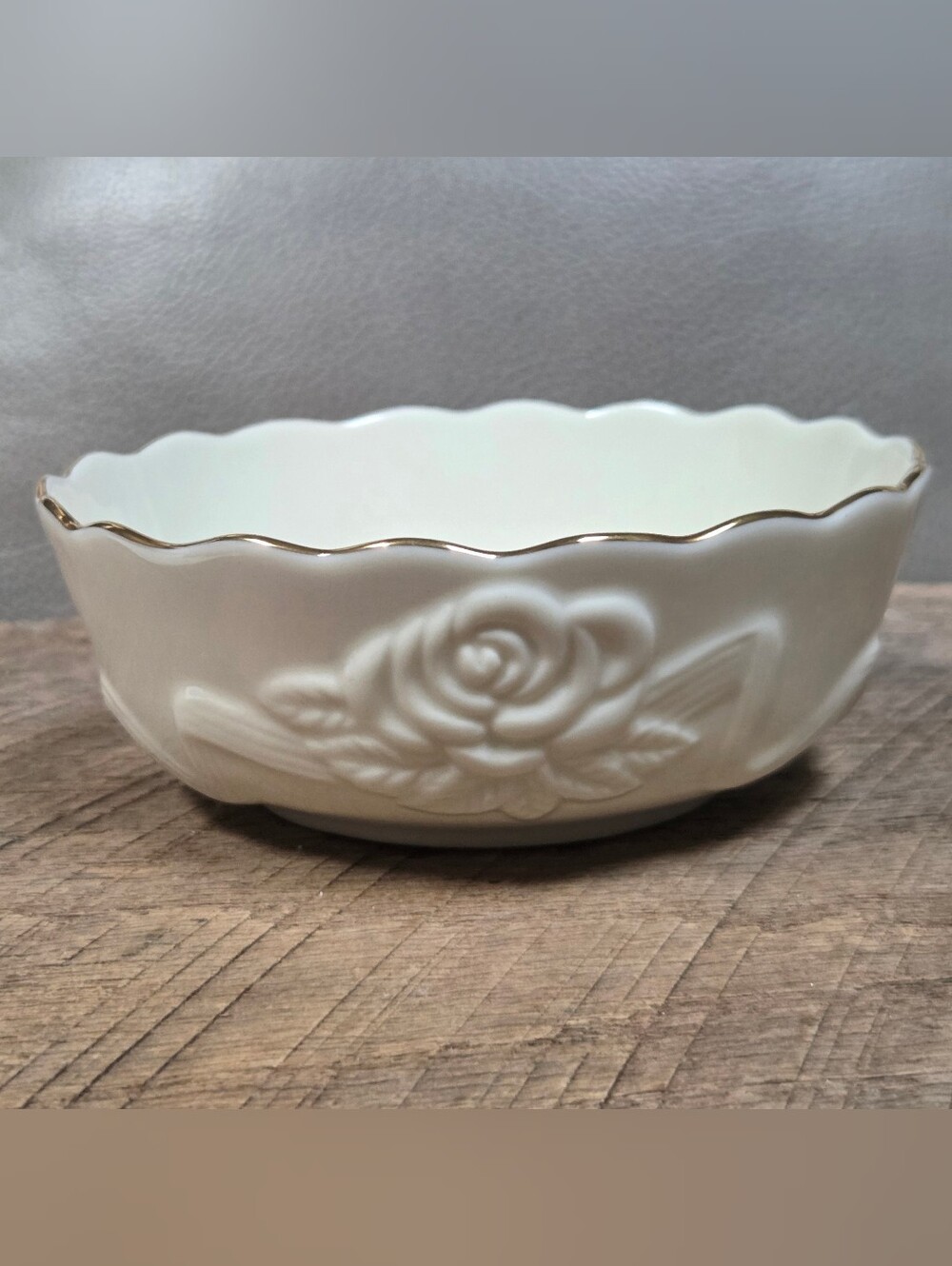 Vintage Lenox Rose Blossom Bowl Ivory Porcelain 24K Gold Trim COA Incl ~ B1M